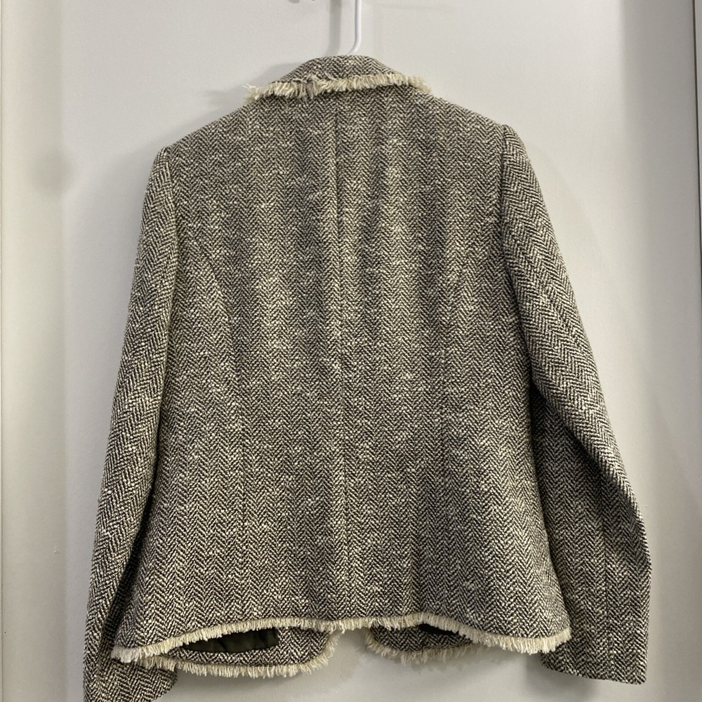 Doncaster Collection Tweed Blazer Frayed Trim Career Women's Size 4 - Picture 4 of 10